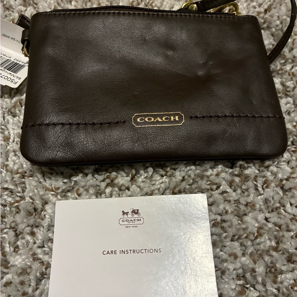 Coach Dark Brown Leather Wristlet - Picture 3 of 4